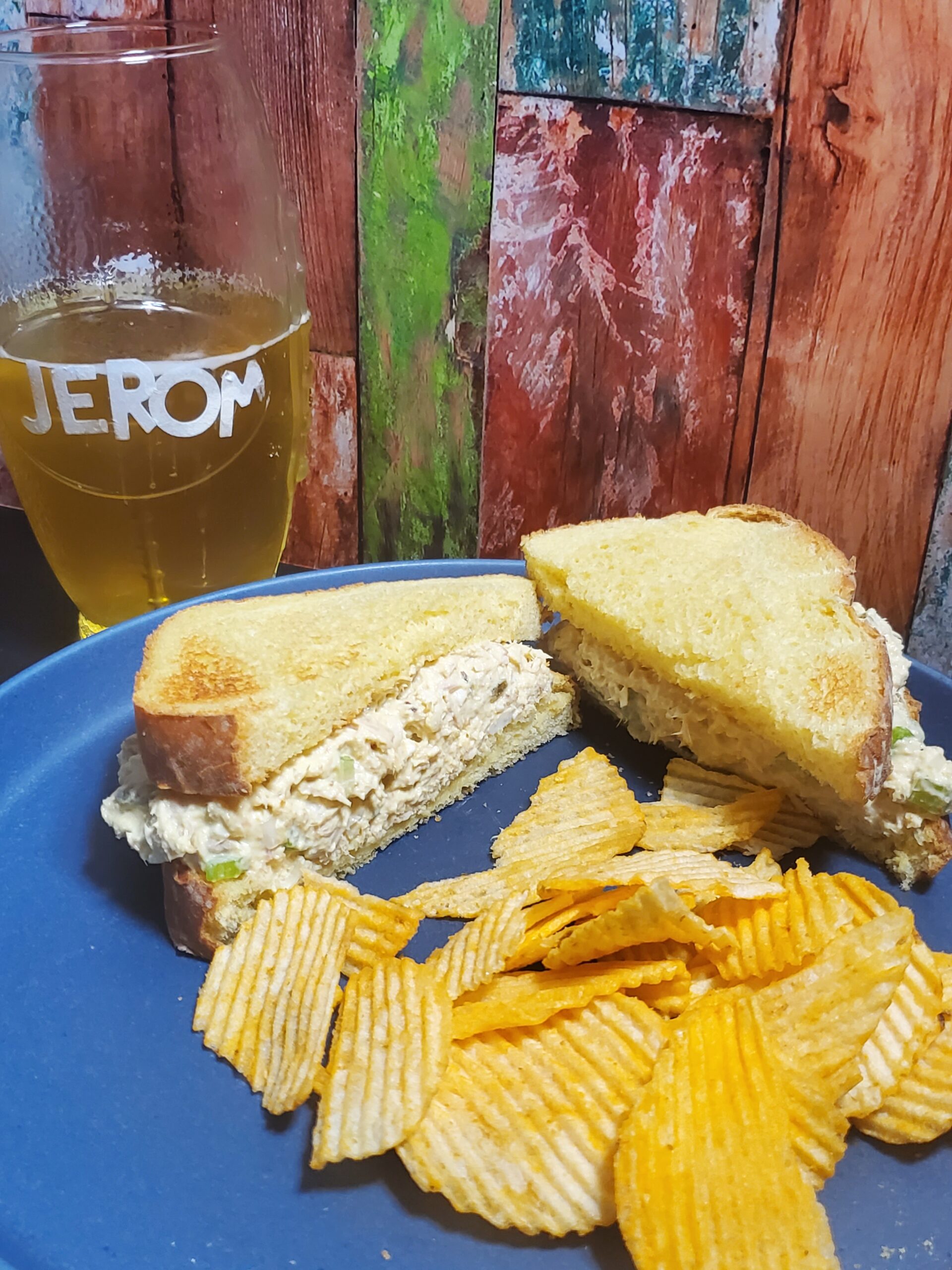 Tuna Salad with chips and beer